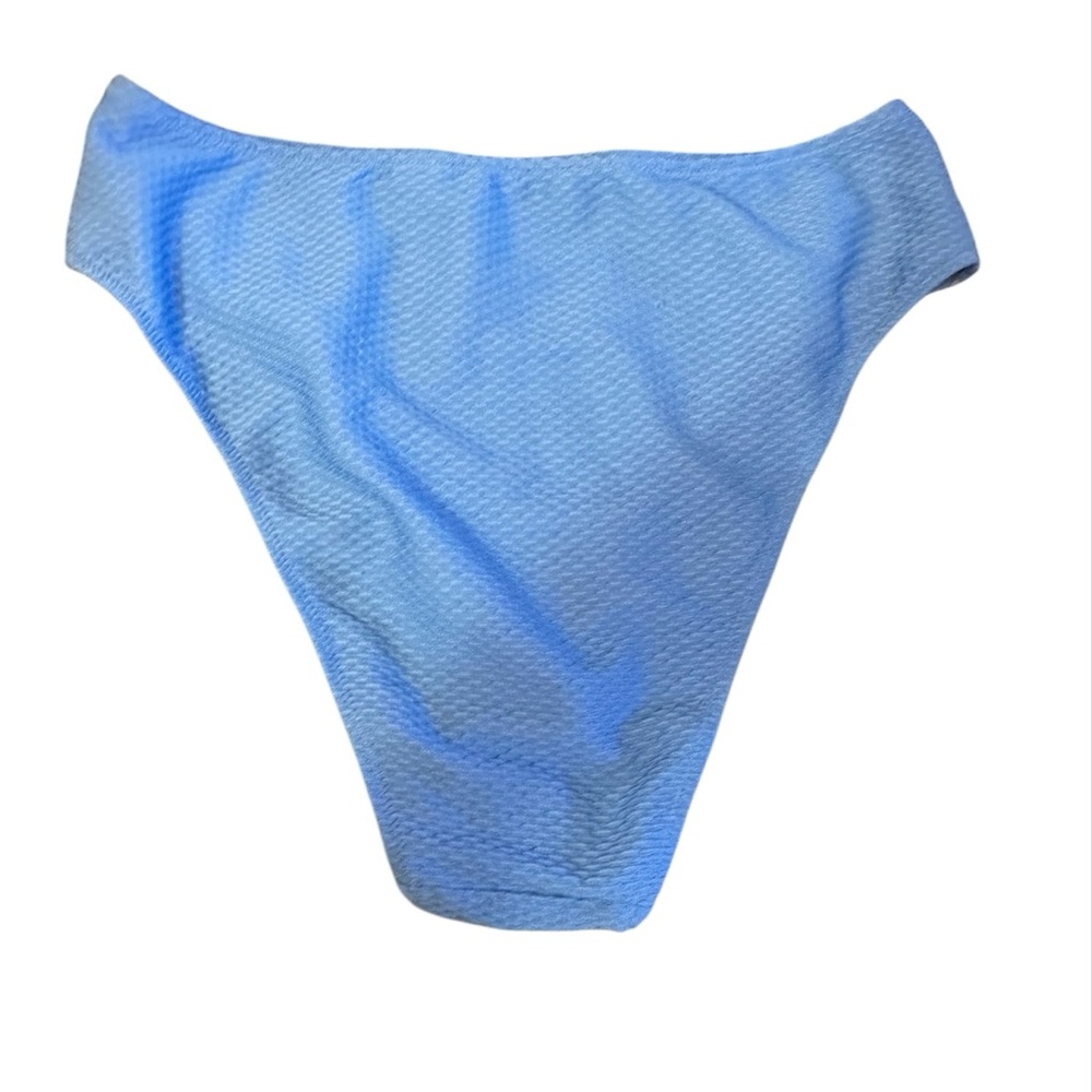 Aerie Textured High Waisted Full Coverage Bikini Top Size‎ Large Blue NWT - Picture 2 of 9